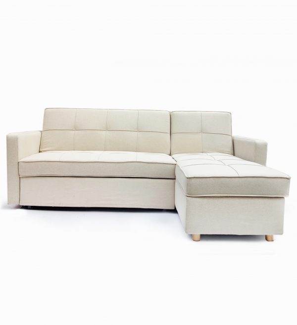 Knoll L Shape Sofa Bed Frontal View Right Side Beige Click To Enlarge