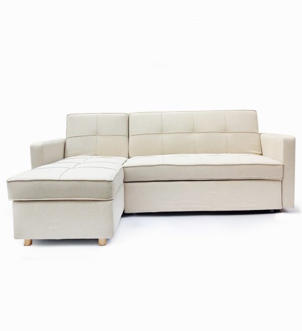 Knoll L Shape Sofa Bed Frontal View Left Side Beige Click To Enlarge