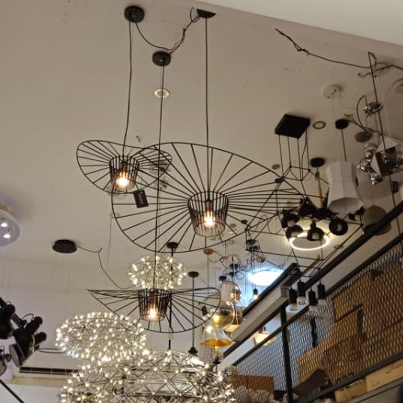 Wire Hat Pendant Lamp 50cm (Black 