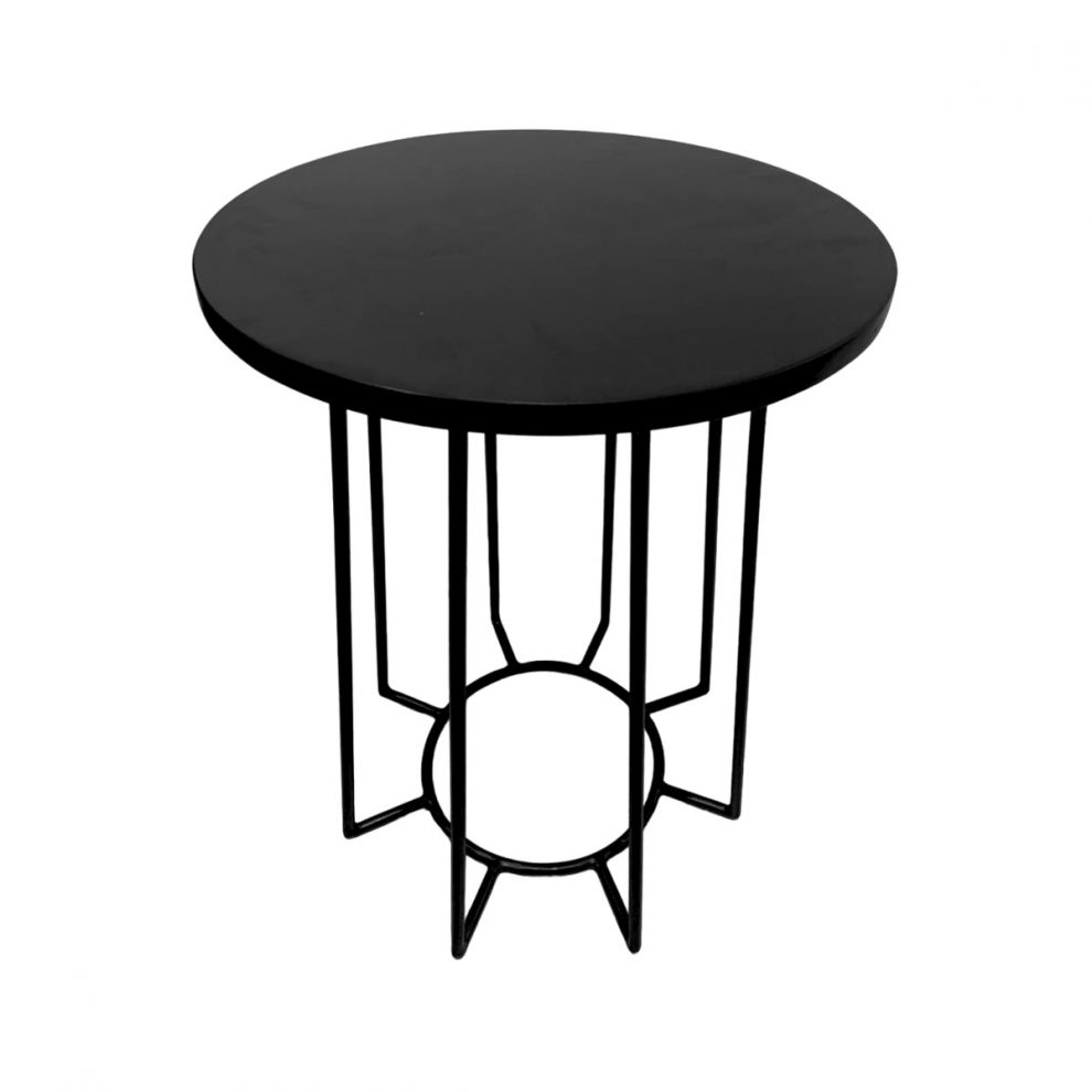 Black Wood Wire Side Table