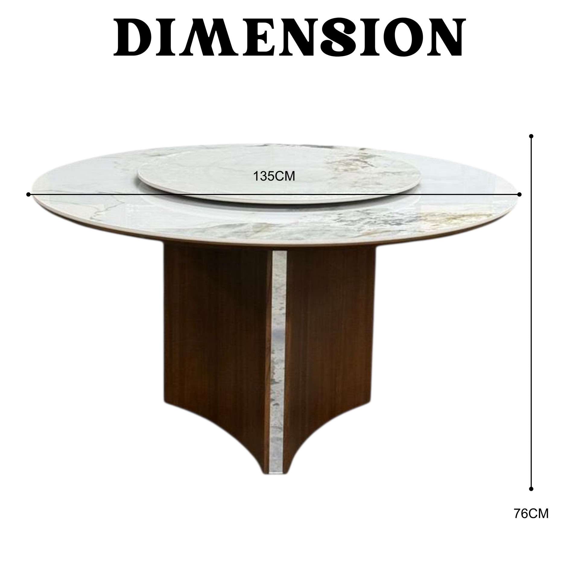 Myndy Marble Dining Table Dimension