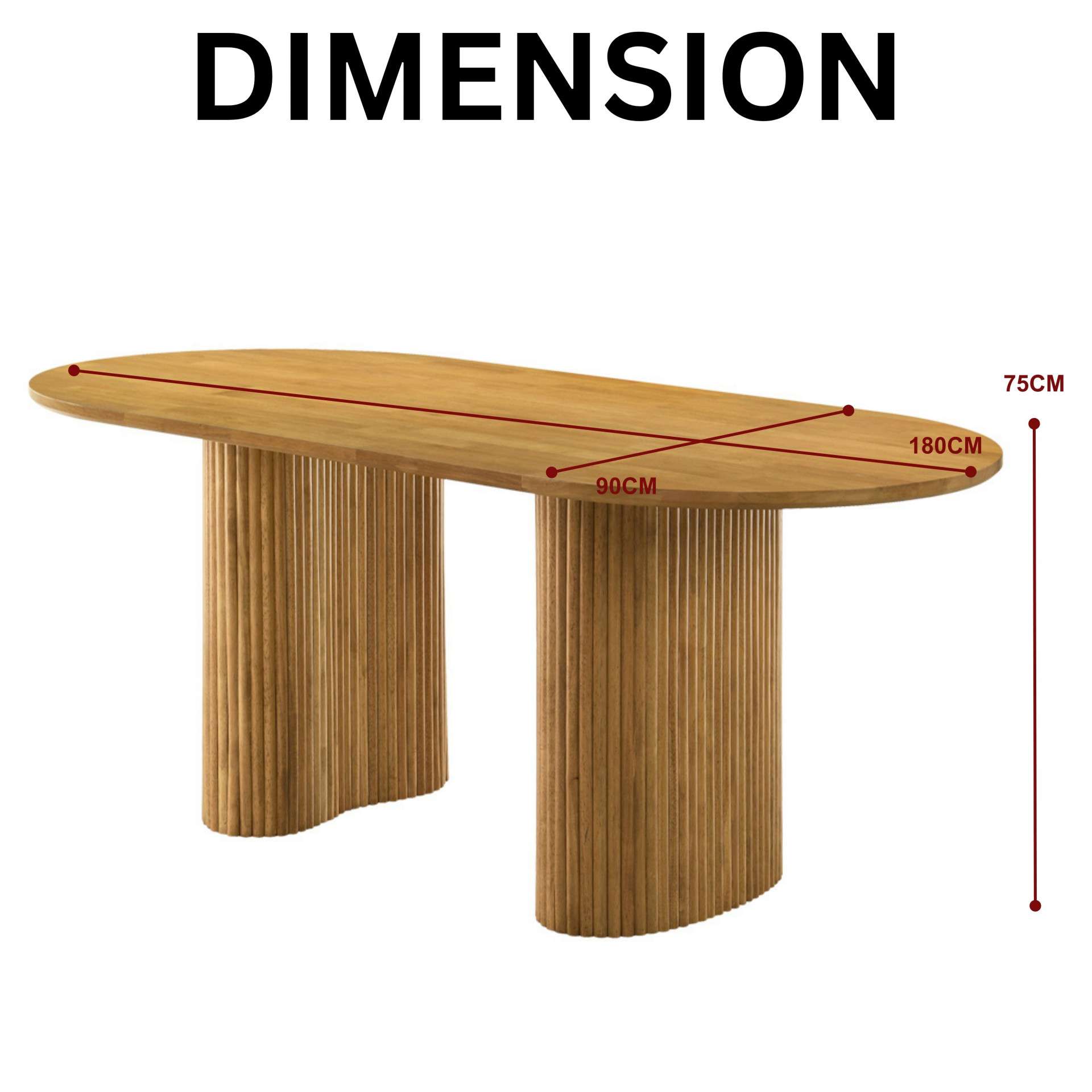 Costa Dining Table Natural 180cmL (Natural)