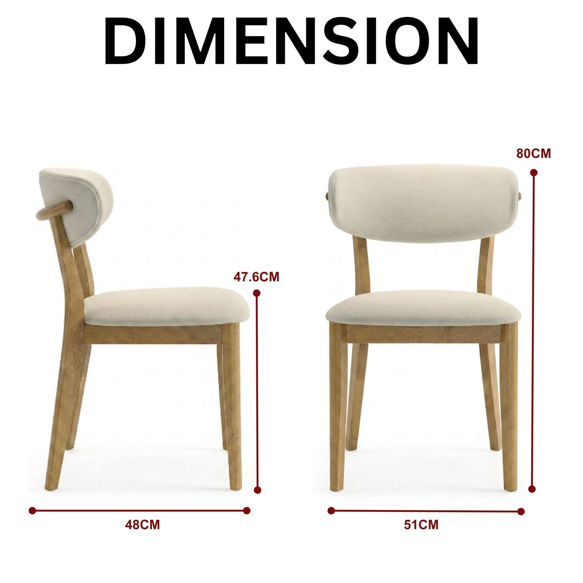 Ella Dining Chair (Natural) - Dimension