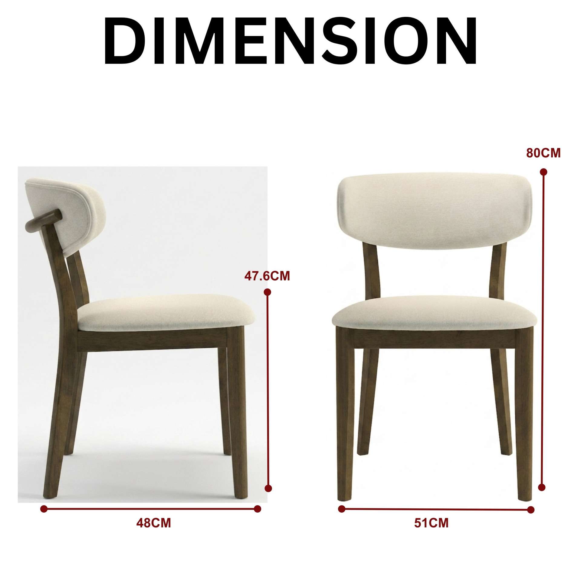 Ella Dining Chair (Walnut) - Dimension